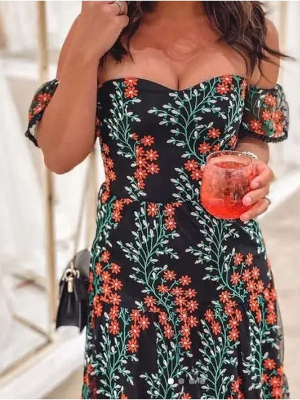 River Embroidered Off the Shoulder Midi Dress - Picture 9 of 11